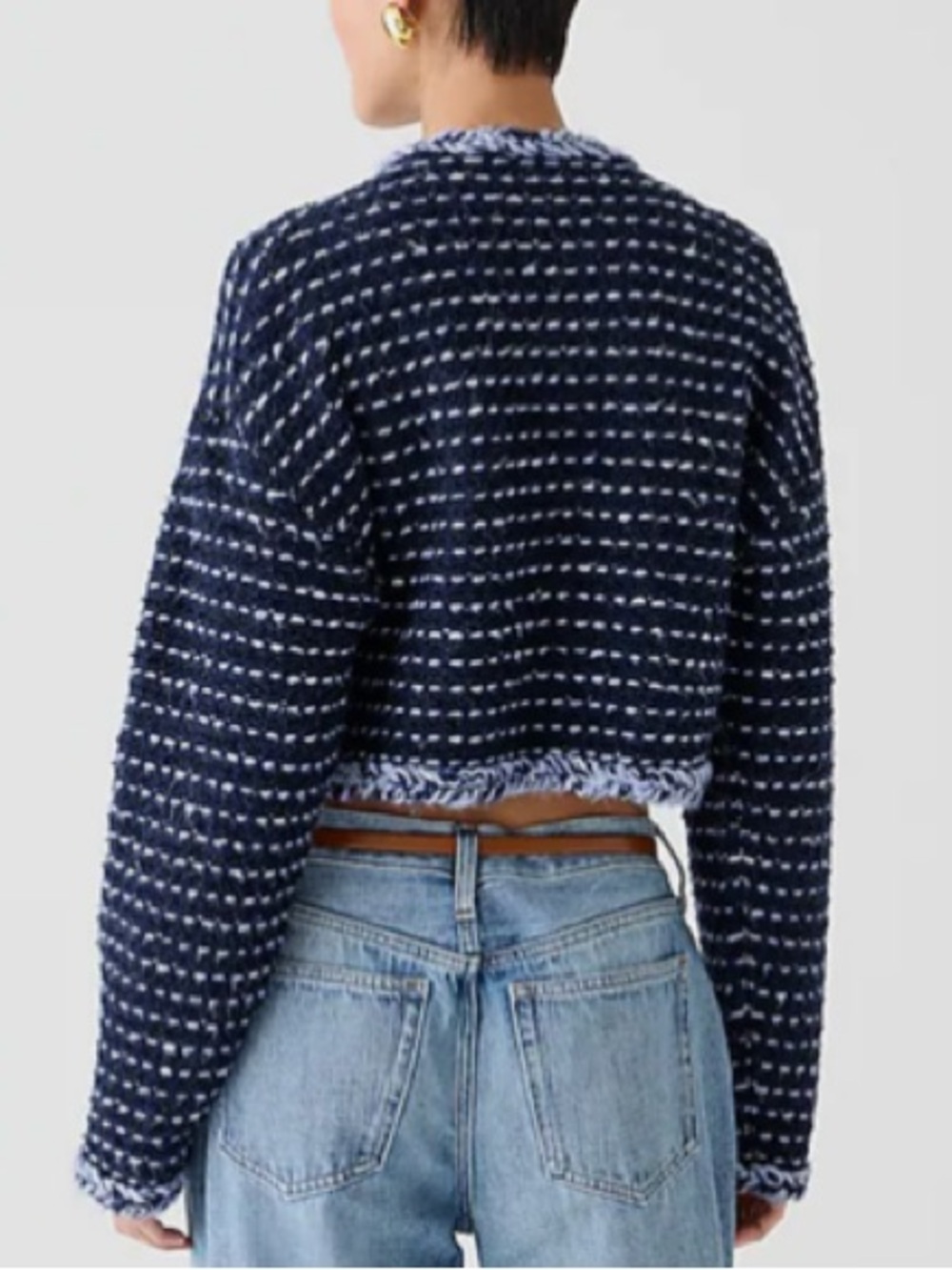 J. Crew Cropped Lady Jacket in Navy Marled Yarn Size S - Picture 3 of 16